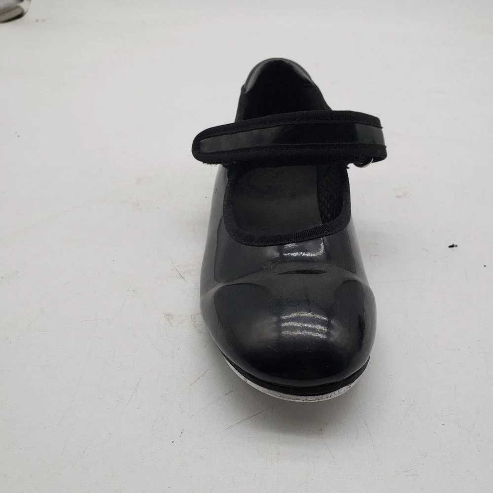 Tap Shoes Girls Size 11C Black Patent Mary Jane Tap Dance Adjustable Strap Flats